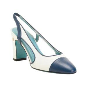 VALENTINA RANGONI White Made In Italy Narrow Leather Nicco Slingback Heels